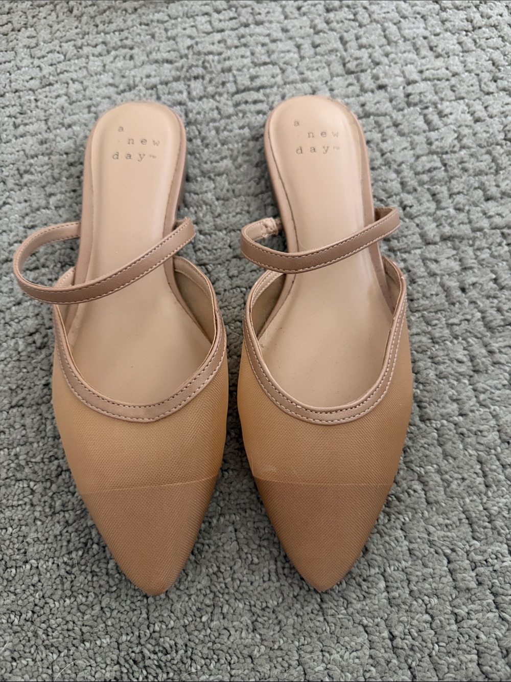 a new day Tan Pointed Mary Jane Slingback Flats